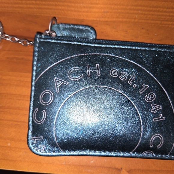 Coach Turquoise Metallic Key Chain Coin/Card Wallet - Picture 4 of 8